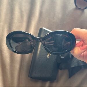 Celine Black Oval Cat-Eye Sunglasses for Women
